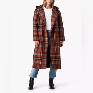 Allsaints Ebony Virgin Wool Plaid Coat